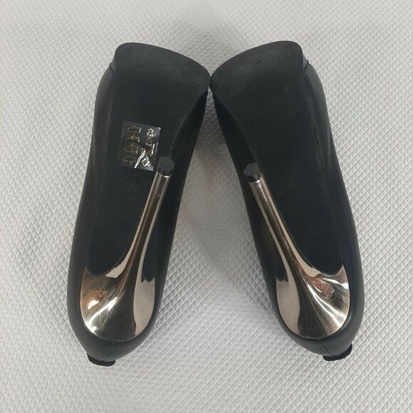 MICHAEL KORS York Platform Black Silver Heel Peep Toe Pump Size 8 Shoes - Picture 6 of 9